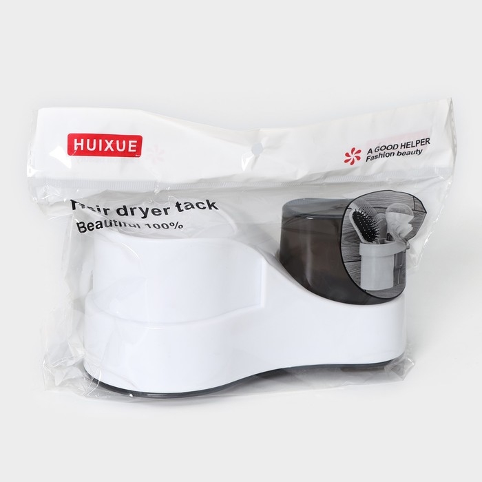 Держатель для фена и ванных принадлежностей в ванную на липучках, 18,7×10×9 см, цвет чёрно-белый Держатель для фена и ванных принадлежностей в ванную на липучках, 18,7×10×9 см, цвет чёрно-белый