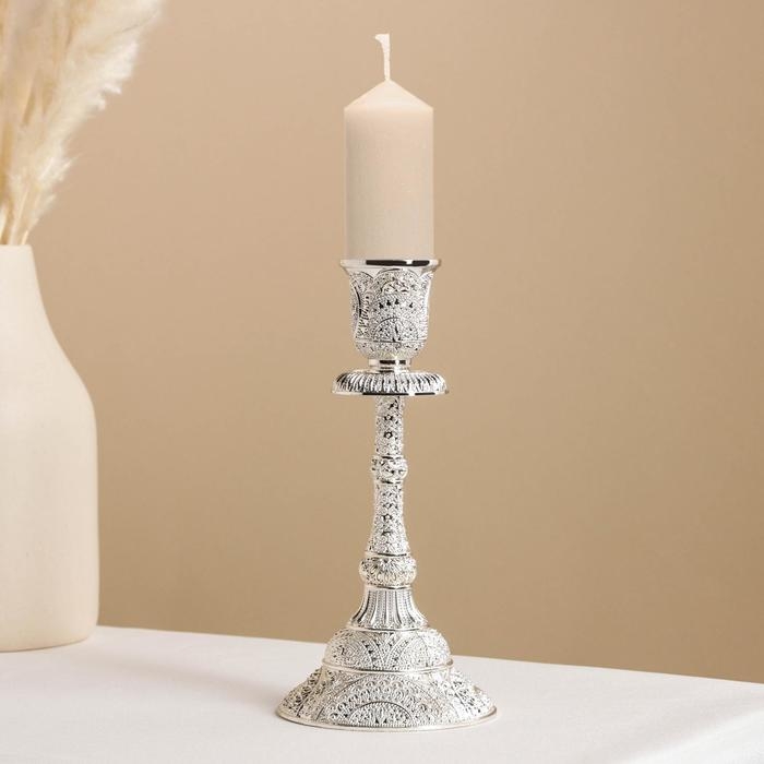 Подсвечник «Леранс», 8×8×16,5 см, цвет серебряный Подсвечник «Леранс», 8×8×16,5 см, цвет серебряный