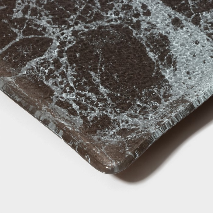 Блюдо стеклянное сервировочное прямоугольное для подачи Magistro &laquo;Мрамор&raquo;, 25,5&times;13,5&times;1,5 см, цвет графит