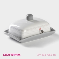 Масленка Доляна «Уютные коты», 17×12,5×8,5 см, цвет белый Масленка Доляна «Уютные коты», 17×12,5×8,5 см, цвет белый