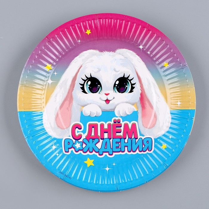 Набор бумажной посуды одноразовый Зайка&raquo;: 6 тарелок, 1 гирлянда, 6 стаканов