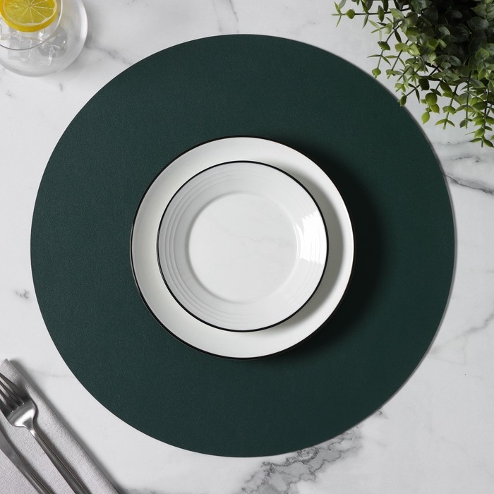 Салфетка сервировочная на стол &laquo;Тэм&raquo;, d=38 см, цвет зелёный
