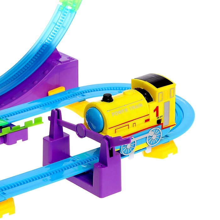 Автотрек детский &laquo;Мой город&raquo;, работает от батареек, 32 детали, цвет поезда жёлтый