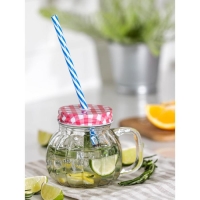 Кружка стеклянная с крышкой и трубочкой &laquo;Тыковка&raquo;, 400 мл, 12,5&times;10 см, цвет МИКС
