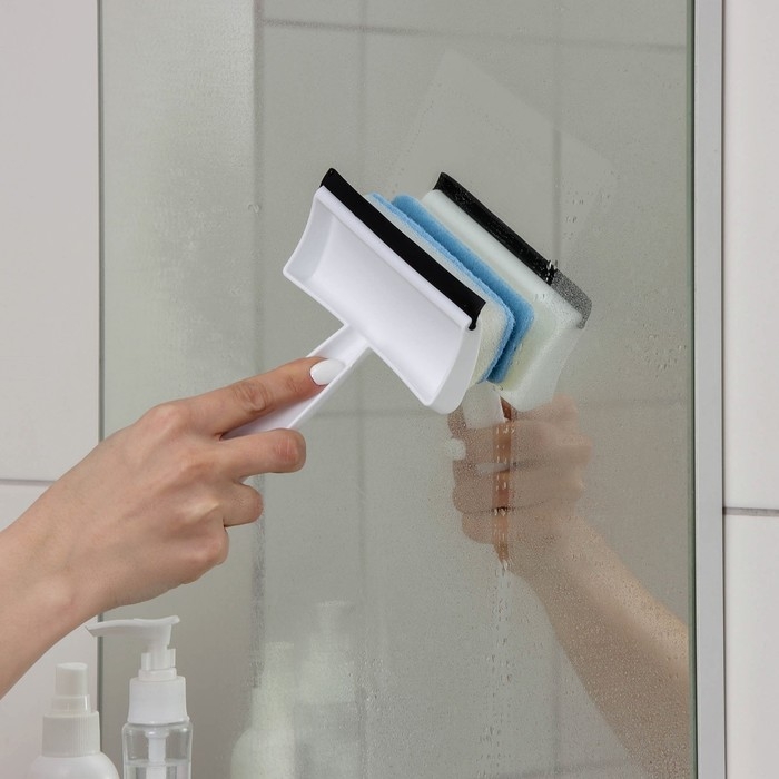 Окномойка с поролоновой насадкой Доляна &laquo;Компакт&raquo;, для зеркал, стекол и душевых кабин, 12&times;18&times;4 см