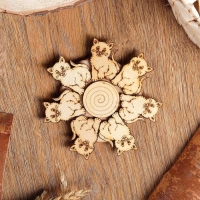 Подставка под горячее «Котик», D=11 см, можжевельник Подставка под горячее «Котик», D=11 см, можжевельник