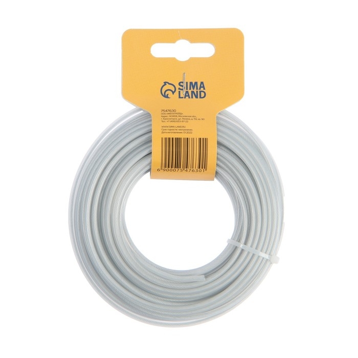 Леска для триммера ТУНДРА, сечение круг, металлический сердечник, армированная, d=3 мм, 15 м Леска для триммера ТУНДРА, сечение круг, металлический сердечник, армированная, d=3 мм, 15 м