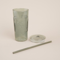 Стакан стеклянный с силиконовой трубочкой SL Home &laquo;Идиллия&raquo;, 650 мл, 8,5&times;24 см, цвет зелёный