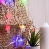 Гирлянда &laquo;Нить&raquo; 5 м с насадками &laquo;Ёлка в крапинку&raquo;, IP20, прозрачная нить, 20 LED, свечение мульти (RG/RB), мигание, 220 В