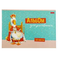 Альбом для рисования А4, 32 листа, на скрепке, GUSSI, обложка мелованный картон, тиснение, блок 100 м/г2, МИКС