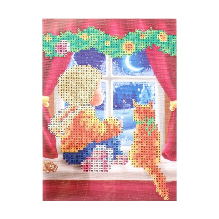 Алмазная мозаика на новый год с частичным заполнением на холсте &laquo;Уюта в доме&raquo;, 15 х 21 см, новогодний набор для творчества