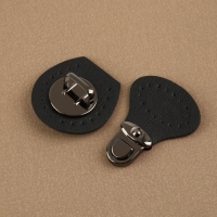 Застёжка для сумки, пришивная, 6 &times; 4 см, цвет чёрный/чёрный никель