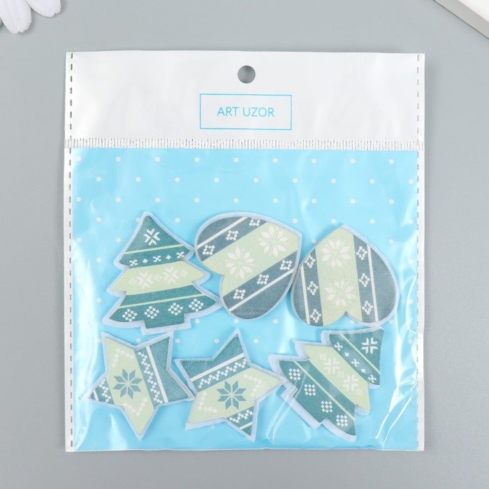 Декор для творчества дерево, войлок Декор для творчества дерево, войлок "Новогодний" набор 6 шт 4,2х4,2 см