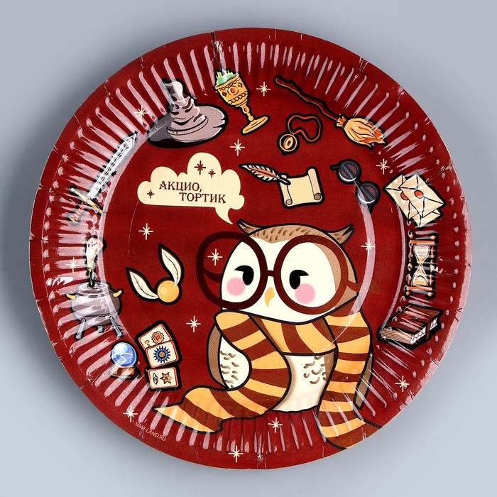 Набор бумажной посуды одноразовый Совушка&raquo;: 6 тарелок, 6 стаканов, 6 колпаков