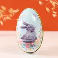 Шкатулка металл яйцо "Пасхальный зайка в горшке" 7х6,5х11 см Шкатулка металл яйцо "Пасхальный зайка в горшке" 7х6,5х11 см