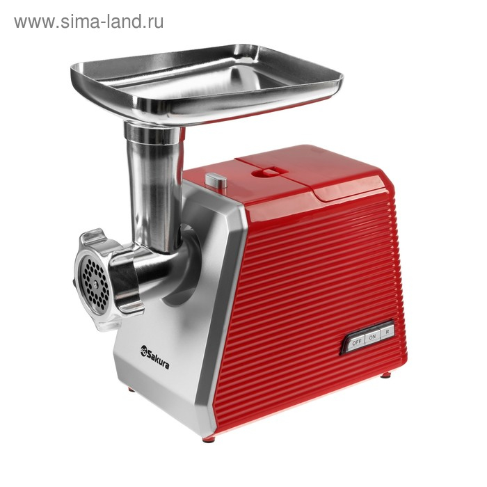 Мясорубка электрическая Sakura SA-6424R, 2000 Вт, насадки для колбас и сосисок, красная