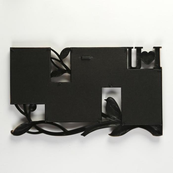 Фоторамка пластик на 4 фото 10х15 см Фоторамка пластик на 4 фото 10х15 см "Птица на ветке" тёмное золото 28х47 см