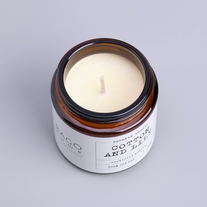 Свеча ароматическая в банке Свеча ароматическая в банке "Хлопок и лилия", совый воск, 88 г