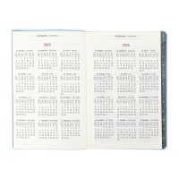 Еженедельник датир 2025г мягк обл иск кож А5 80л ESCALADA, бл тис, кр бл 70 г/м&sup2;, синий