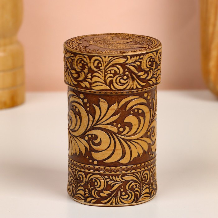 Набор стопок &laquo;Медведь&raquo;, 4 шт, в футляре, 4,5&times;4,5&times;9 см, береста