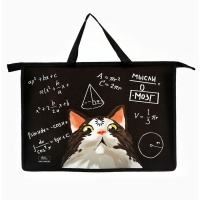 Папка с ручками А4, 335 х 235 х 55 мм, пластиковая, ручки-тесьма, Calligrata "Кот" Папка с ручками А4, 335 х 235 х 55 мм, пластиковая, ручки-тесьма, Calligrata "Кот"