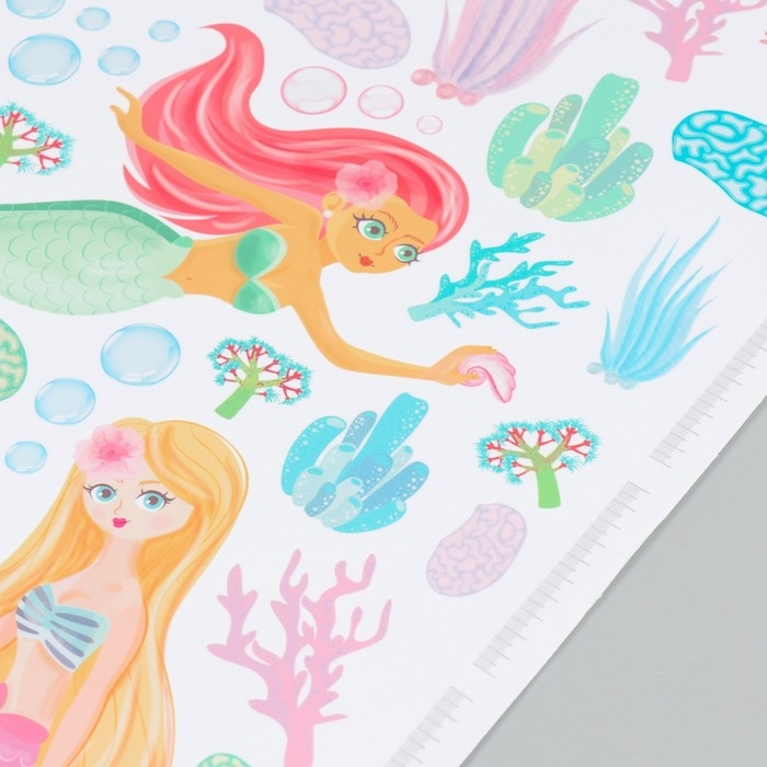 Наклейка интерьерная цветная ростомер Наклейка интерьерная цветная ростомер "Русалочки" 50х70 см