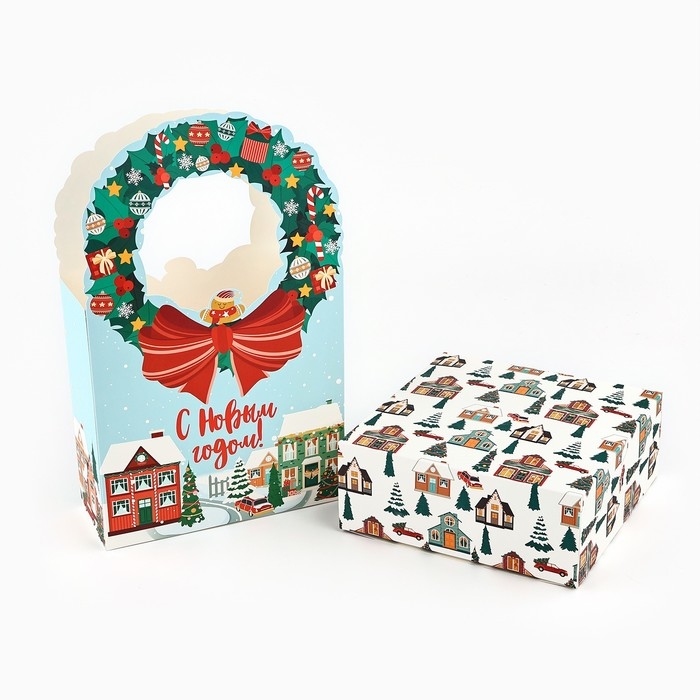 Коробка новогодняя складная &laquo;Новогодний город&raquo; 18.4 х 30.4 х 7.3 см, Новый год