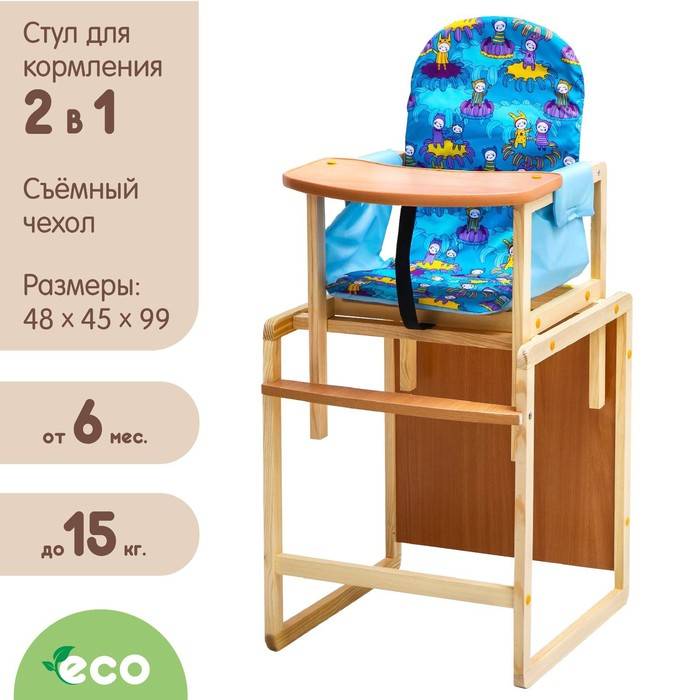 Стульчик для кормления «Бутуз», трансформер, цвет голубой, рисунок МИКС Стульчик для кормления «Бутуз», трансформер, цвет голубой, рисунок МИКС