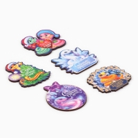 Магнит новогодний деревянный «Новый год: Сказочного года», МИКС из 5 шт Магнит новогодний деревянный «Новый год: Сказочного года», МИКС из 5 шт