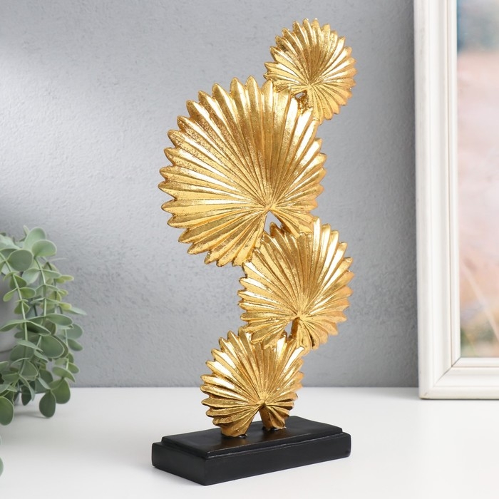 Сувенир полистоун "Листья веерной пальмы" золото 6,3х17х30,5 см