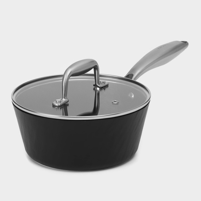 Ковш из нержавеющей стали Magistro &laquo;Rock Stone&raquo;, 1,5 л, d=18 см, h=8 см, с крышкой, антипригарное покрытие, индукция