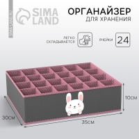 Органайзер для хранения белья, кофр 24 ячейки &laquo;Зайчик&raquo;, 35 х 30 х 10 см.