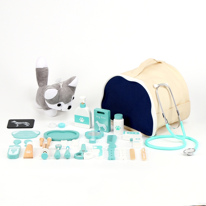Детский набор доктора &laquo;Ветеринар&raquo;, 20 деталей+собака+сумка, 19х24х15 см