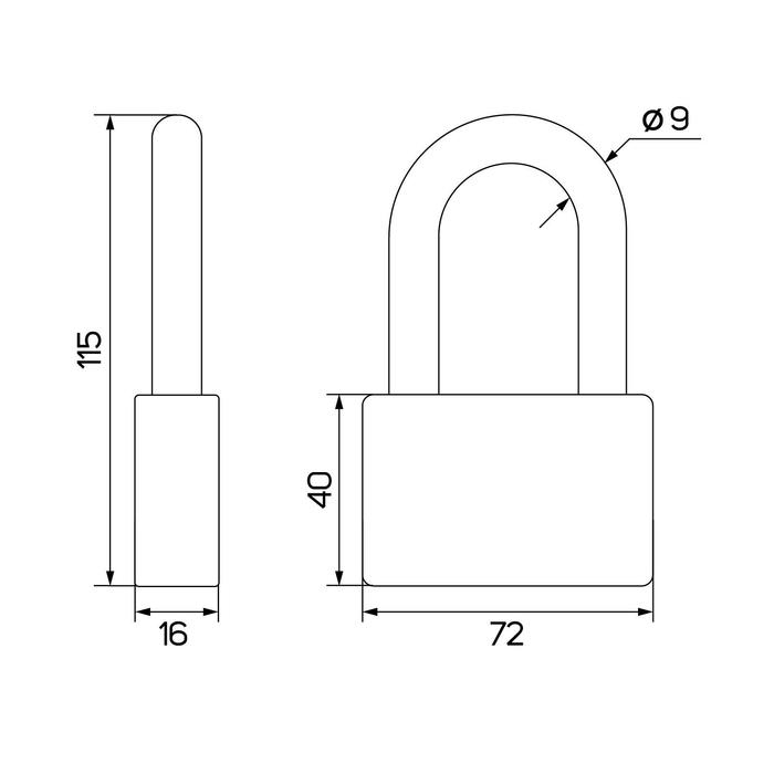 Замок навесной, тип 6, 80 мм, длинная дужка Замок навесной, тип 6, 80 мм, длинная дужка
