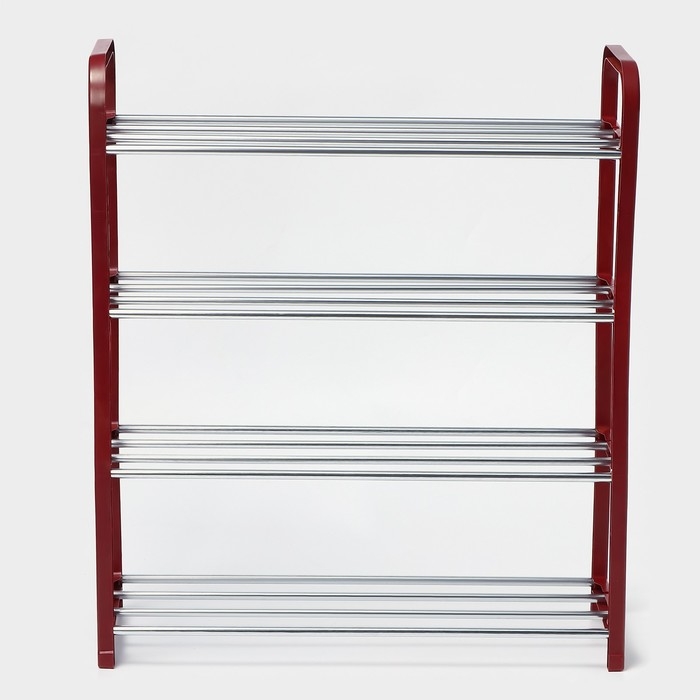 Обувница Доляна, 4 яруса, 50&times;19&times;59 см, цвет красный