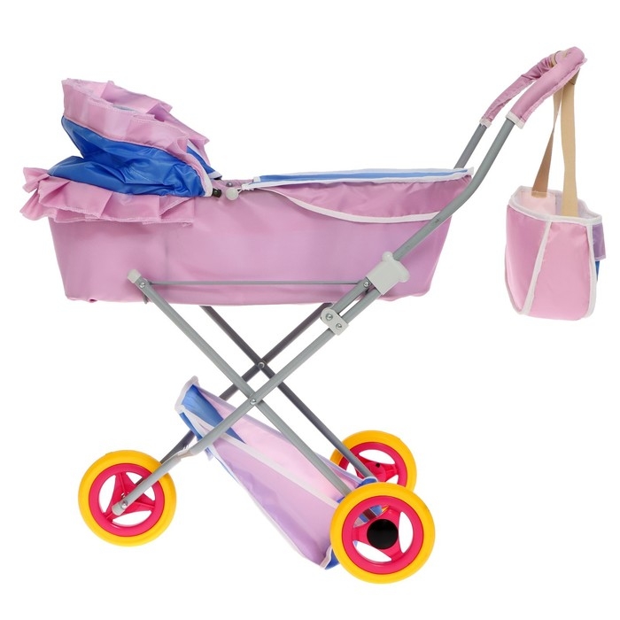 Коляска кукольная №10, цвет сиреневый с голубым Коляска кукольная №10, цвет сиреневый с голубым