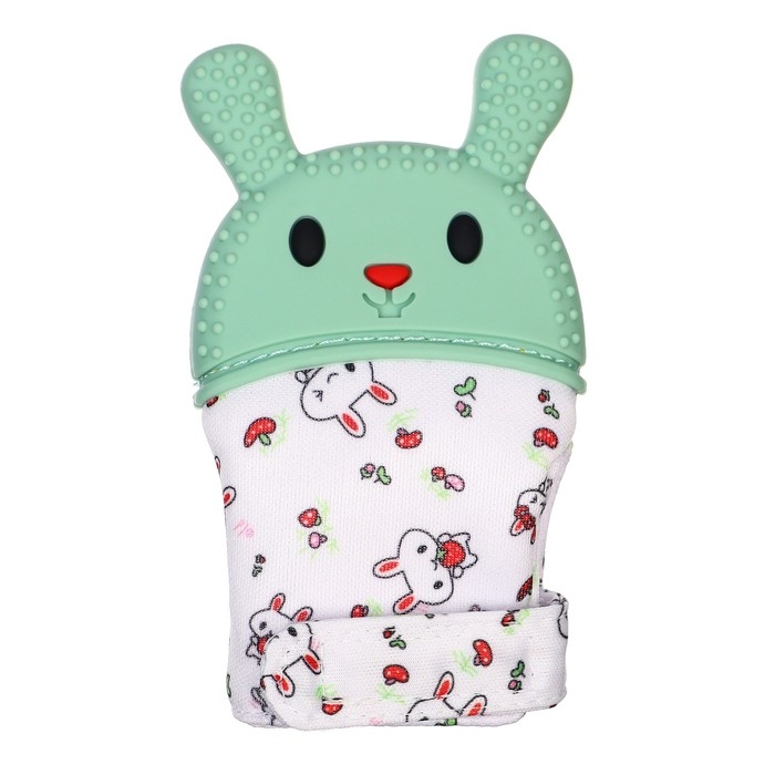 Прорезыватель-рукавичка «Зайка», цвет голубой/зеленый, Крошка Я Прорезыватель-рукавичка «Зайка», цвет голубой/зеленый, Крошка Я