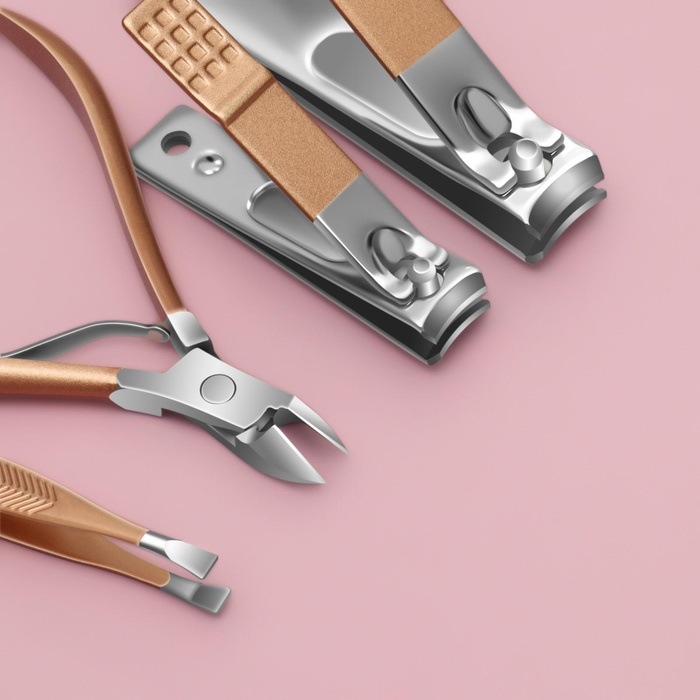 Набор маникюрный, 8 предметов, в футляре, цвет бежевый/розовое золото Набор маникюрный, 8 предметов, в футляре, цвет бежевый/розовое золото