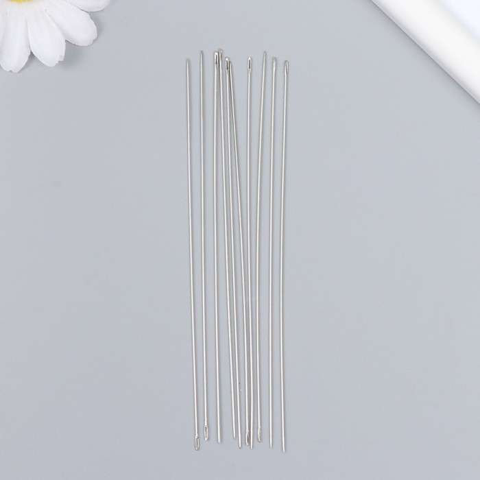 Иглы металл для бисера в стеклянной колбе тонкие набор 10 шт&Oslash; 0,7х120 мм 1,5х1,5х14 см