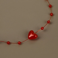 Бусы на леске, &laquo;Сердца&raquo;, 3/9 мм, 9 &plusmn; 0,5 м, цвет красный