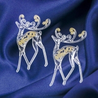 Украшение ёлочное "Олень с блеском" (набор 2 шт) 8х13 см, прозрачно-золотой