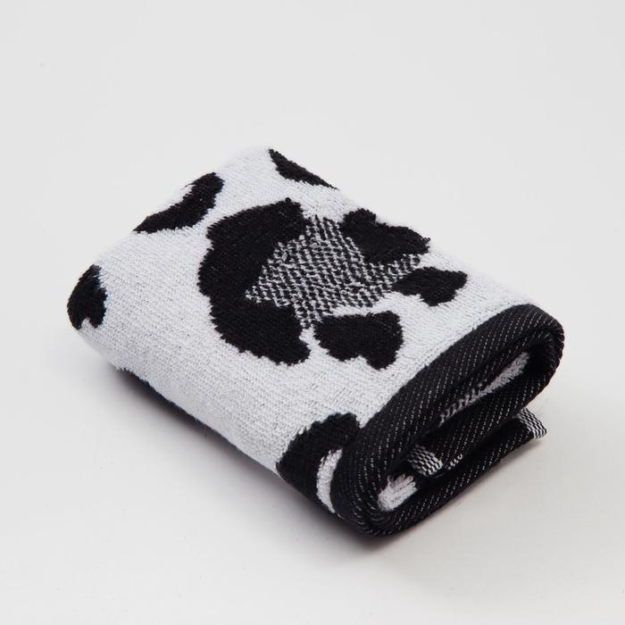 Полотенце махровое Этель ЧБ &laquo;Снежный барс&raquo;, пестроткань, 30х60 см