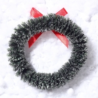 Декор &laquo;Новогодний венок с бантиком&raquo;, набор 3 шт., размер 1 шт. &mdash; 6,5 см, цвет тёмно-зелёный