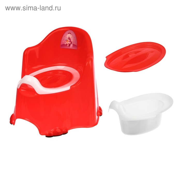 Горшок детский антискользящий «Комфорт» с крышкой, съёмная чаша, цвет красный Горшок детский антискользящий «Комфорт» с крышкой, съёмная чаша, цвет красный