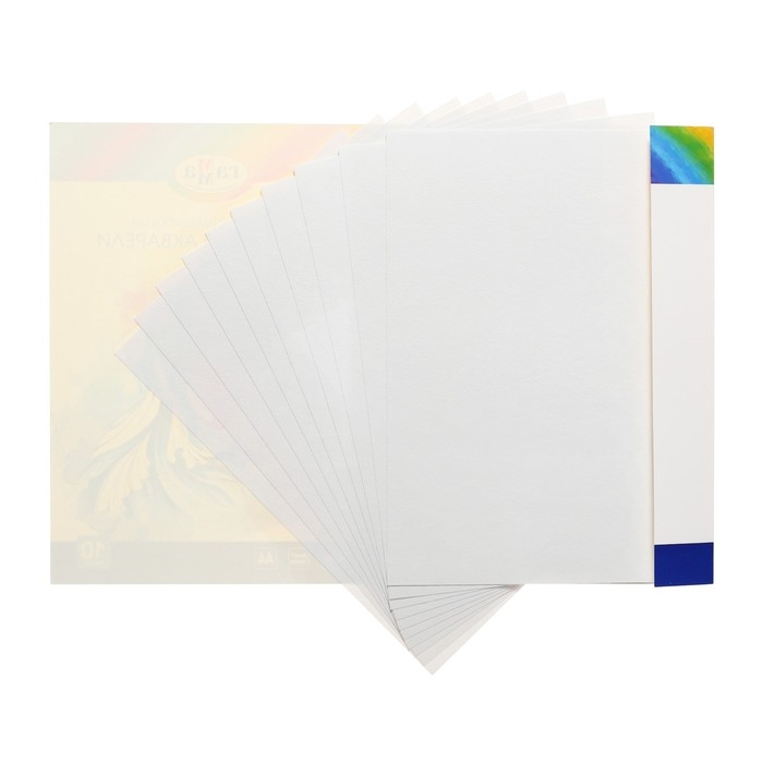 Бумага для акварели А4 10 листов, 200 г/м2, Бумага для акварели А4 10 листов, 200 г/м2, "Классическая" Гамма, в папке, 180523_А420010