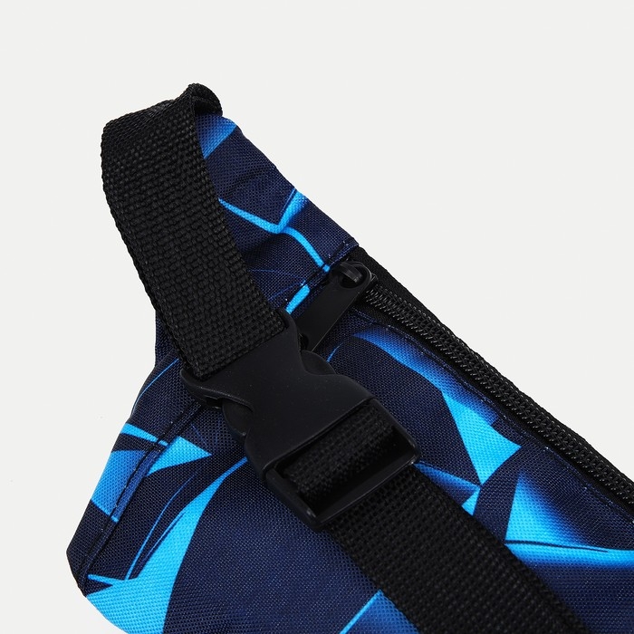 Поясная сумка на молнии, наружный карман, разъем для USB, цвет синий Поясная сумка на молнии, наружный карман, разъем для USB, цвет синий