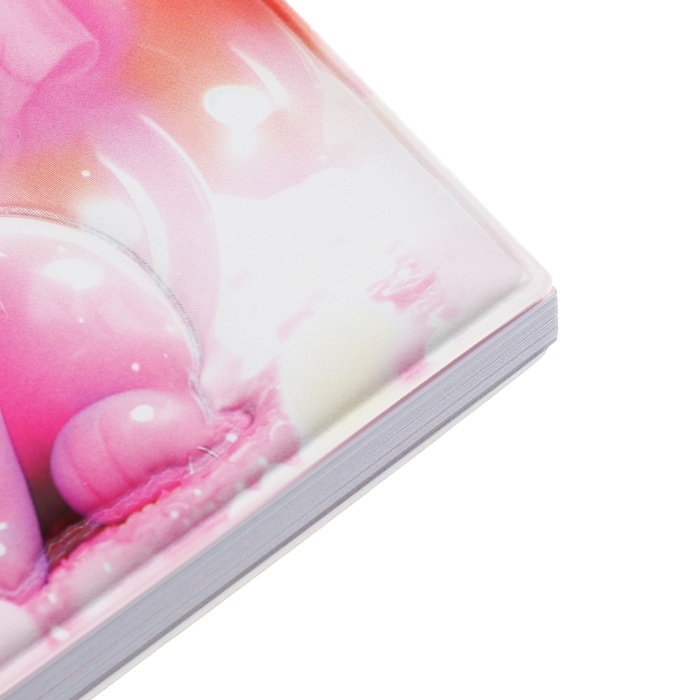 Записная книжка подарочная на гребне 80л,линия, цветной блок,обложка ПВХ 3D Кошка(10х10,5см)   10539