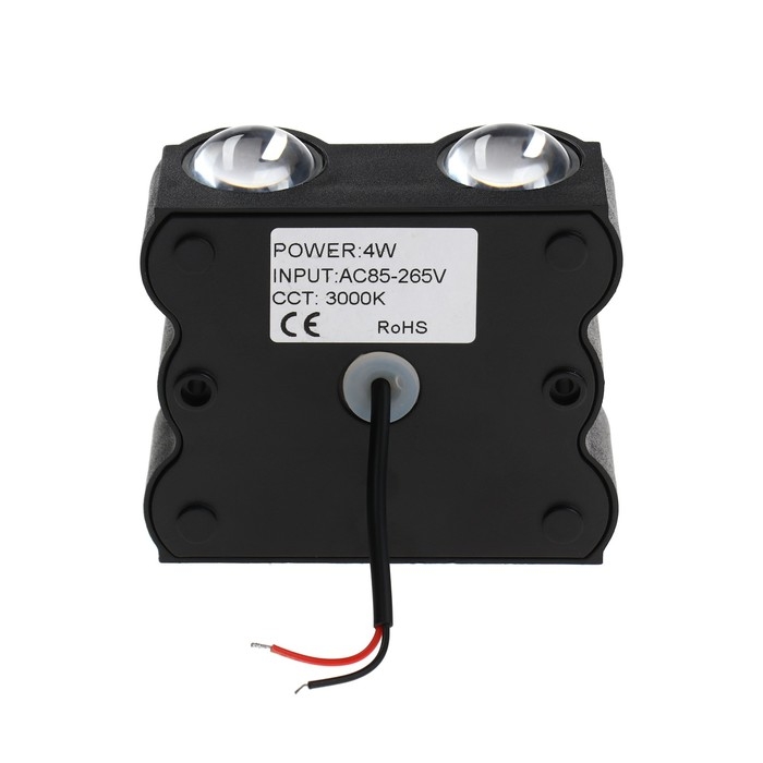 Светильник фасадный &laquo;Глосс&raquo;, FSD-046, 4 Вт, 3000К, 2 луча, IP65, 220 В, пластик, черный