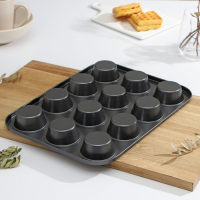 Форма для выпечки Доляна &laquo;Жаклин&raquo;, 35&times;26&times;3 см, 12 ячеек, d=6,5 см, антипригарное покрытие, цвет чёрный