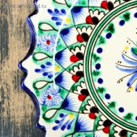 Тарелка Риштанская Керамика "Цветы", синяя, рельефная, 15 см Тарелка Риштанская Керамика "Цветы", синяя, рельефная, 15 см